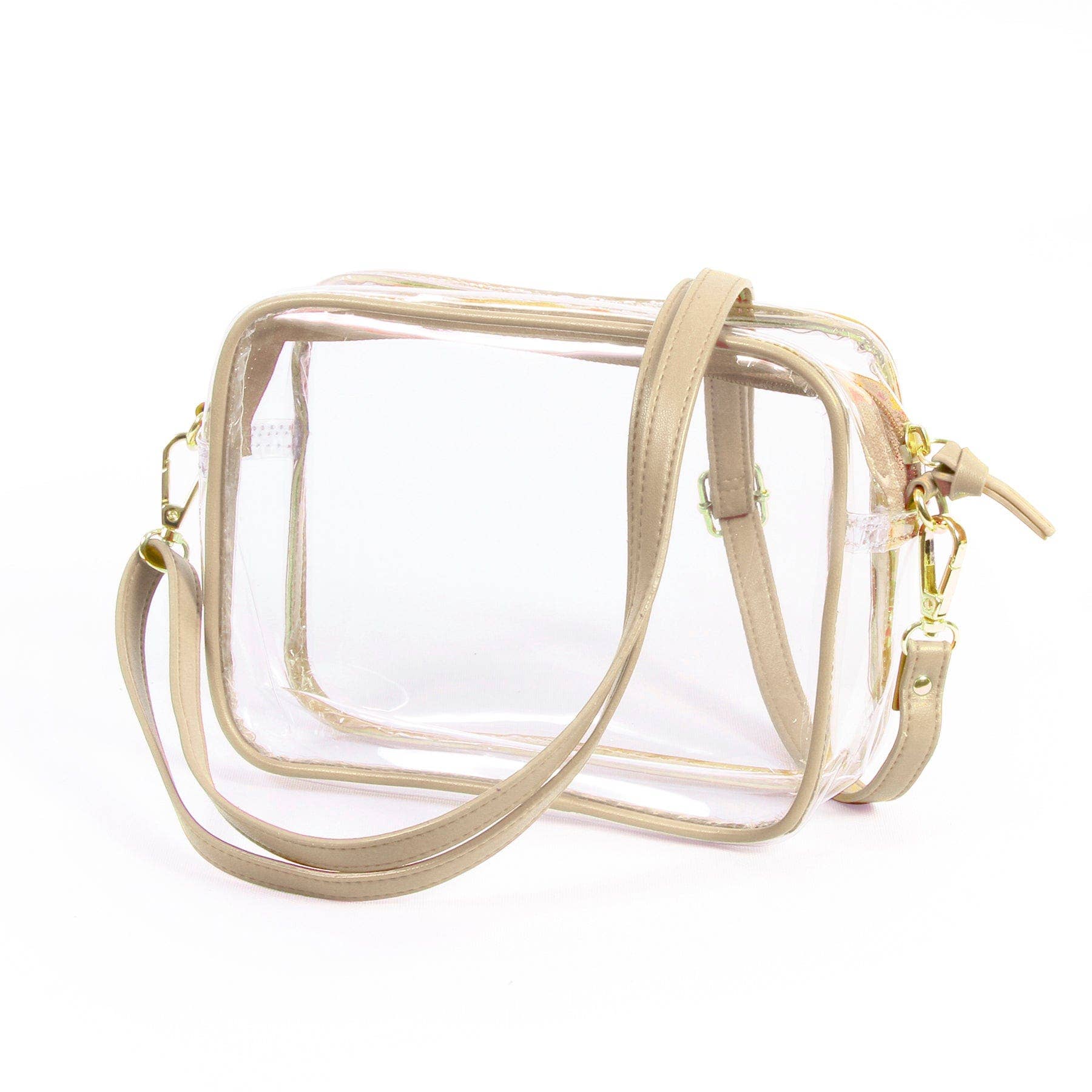 Desden - Bridget Clear Purse with Vegan Leather Trim and Straps - Gold