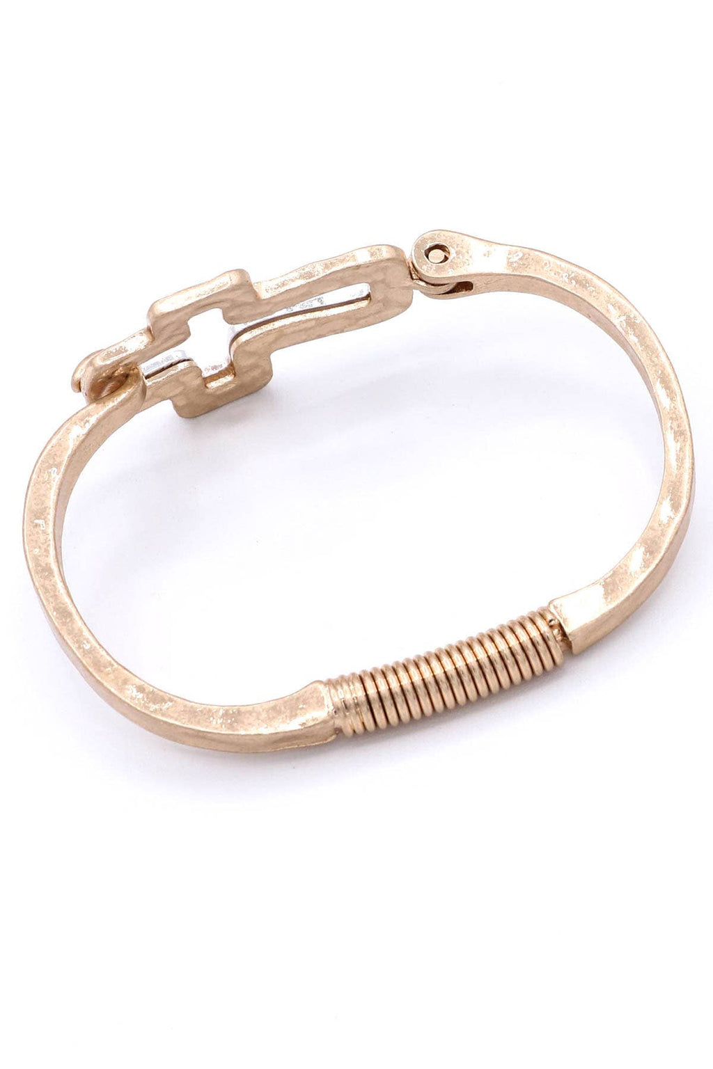 Mint & Shine - Minimalist Cross Cut-Out Hammered Metal Bangle Bracelet