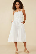Womens Lace Trimmed Textured Tank Dress