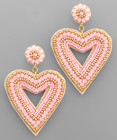 Beaded Heart Earrings