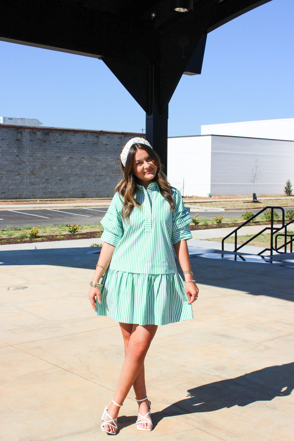 STRIPE BUTTON DOWN MINI DRESS