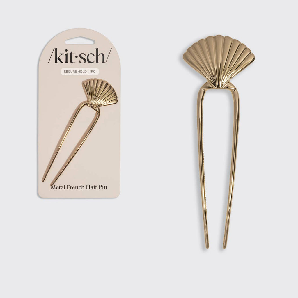 KITSCH - Metal Clam Shell French Hair Pin - Gold