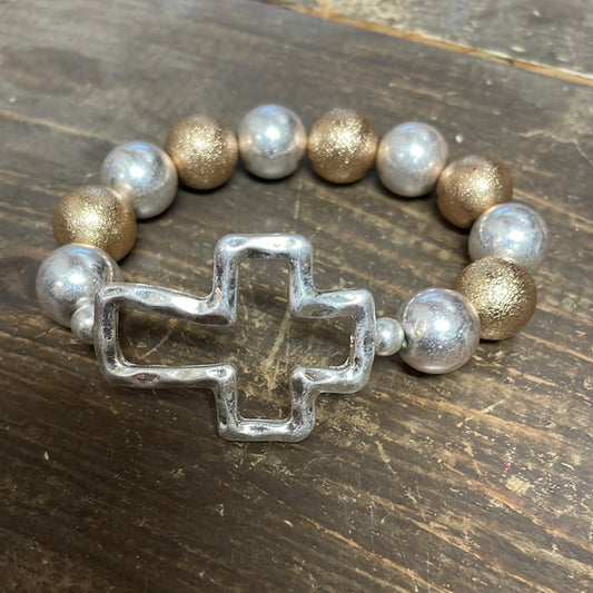 Large Beaded Cross Bracelet
