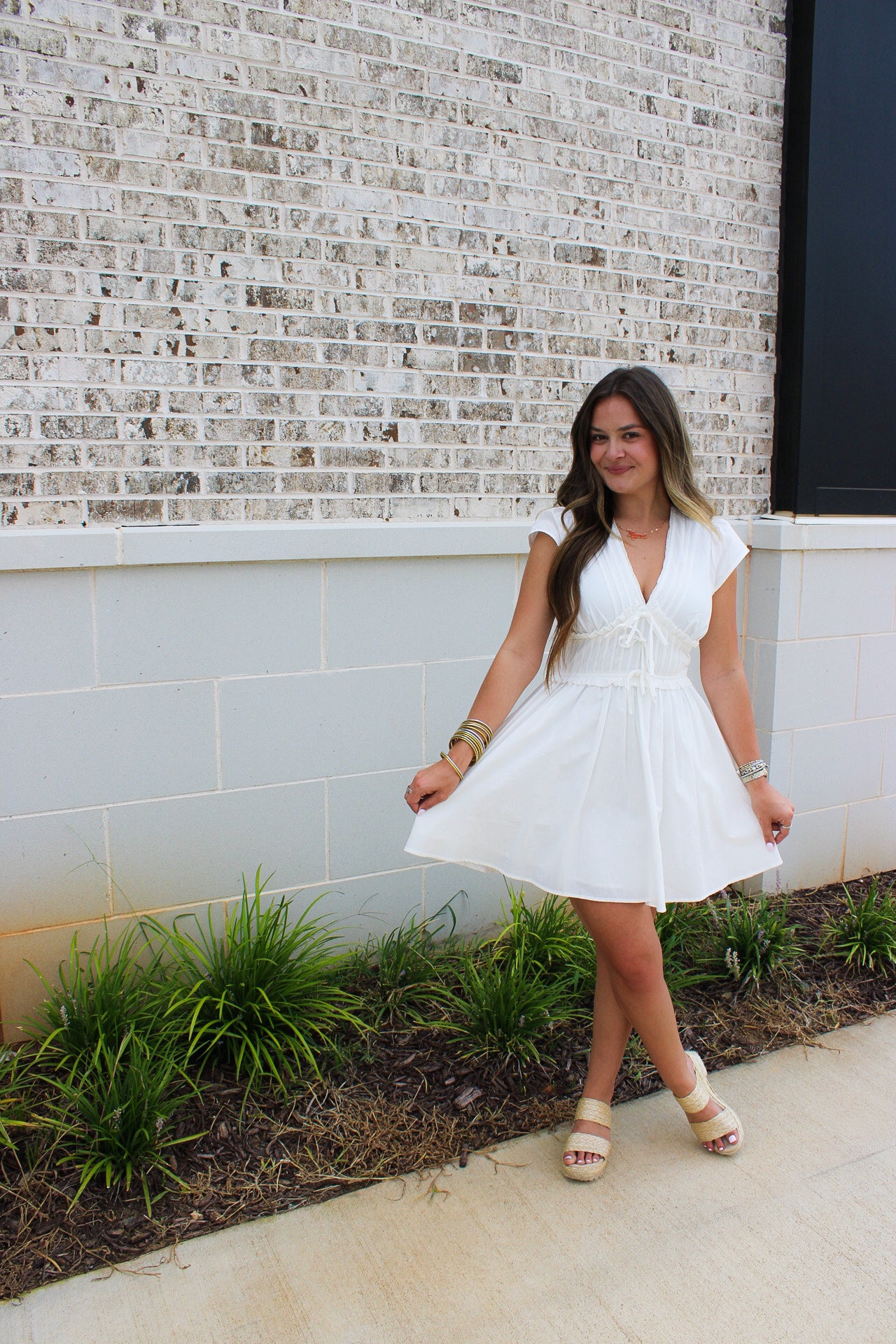Tie Front V-Neck Dress