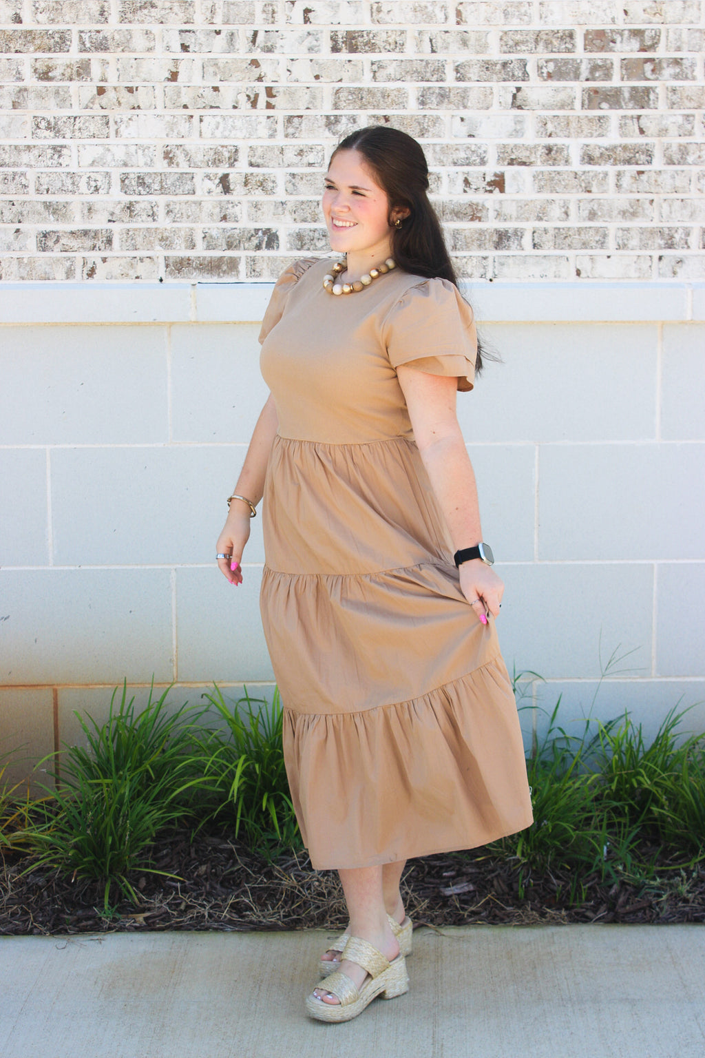 Tan Patton T-Shirt Midi Dress