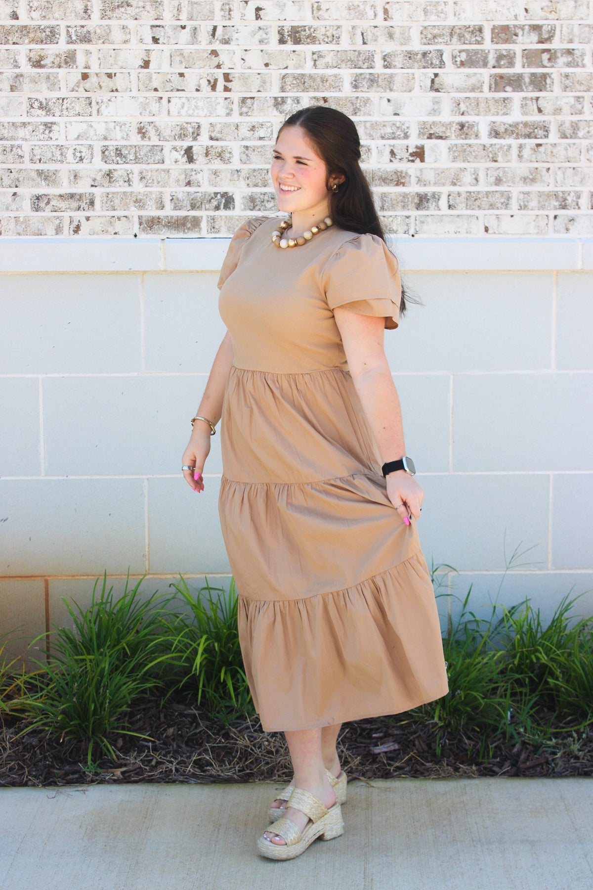 Tan Patton T-Shirt Midi Dress