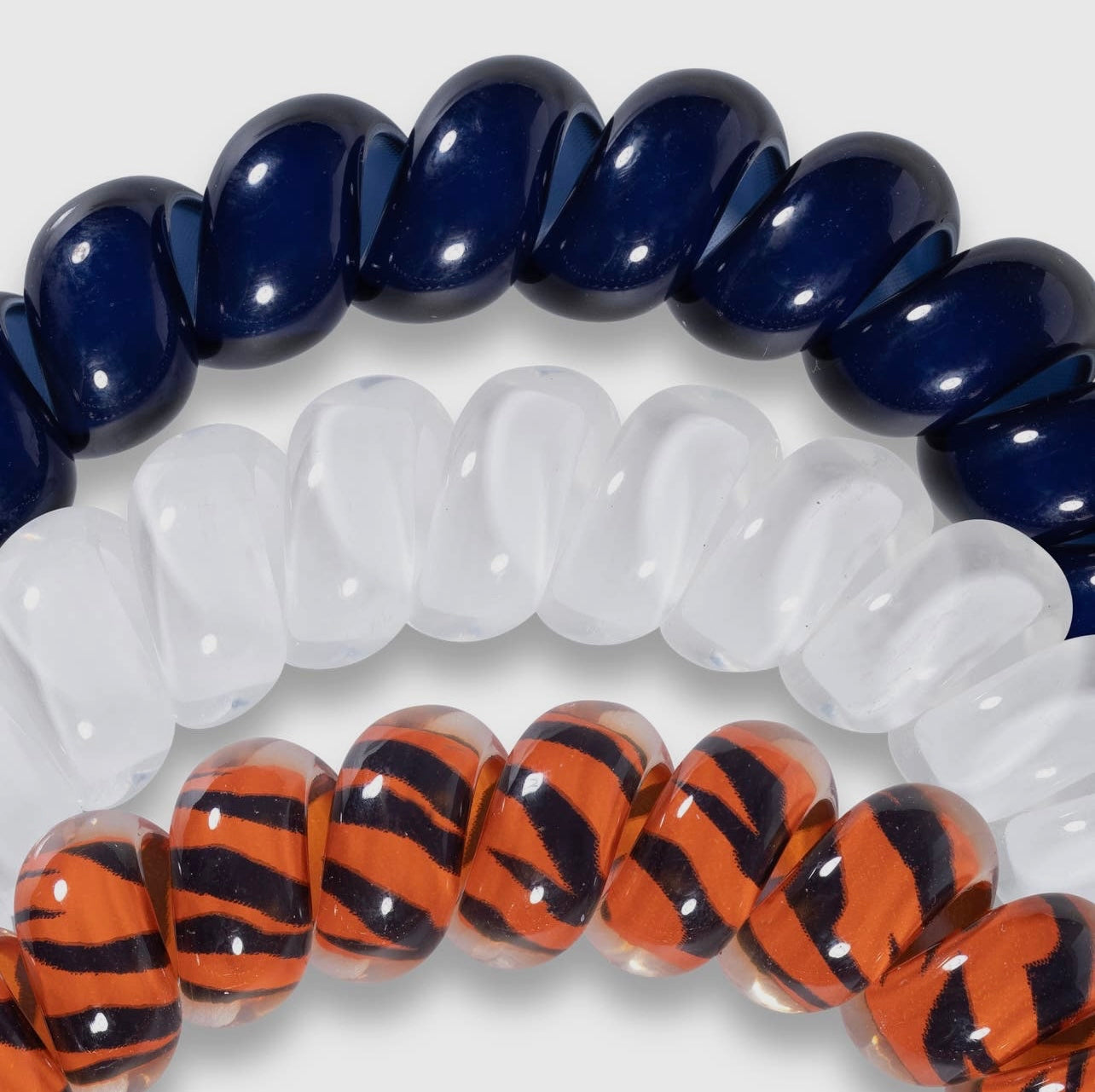 3-pack of University of Auburn Collegiate Teleties with orange and blue.