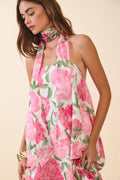 Floral Maxi Dress with Convertible Scarf