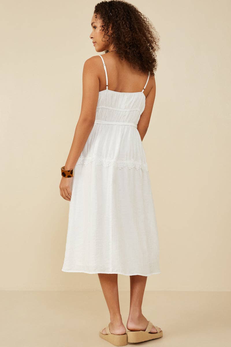 Womens Lace Trimmed Textured Tank Dress