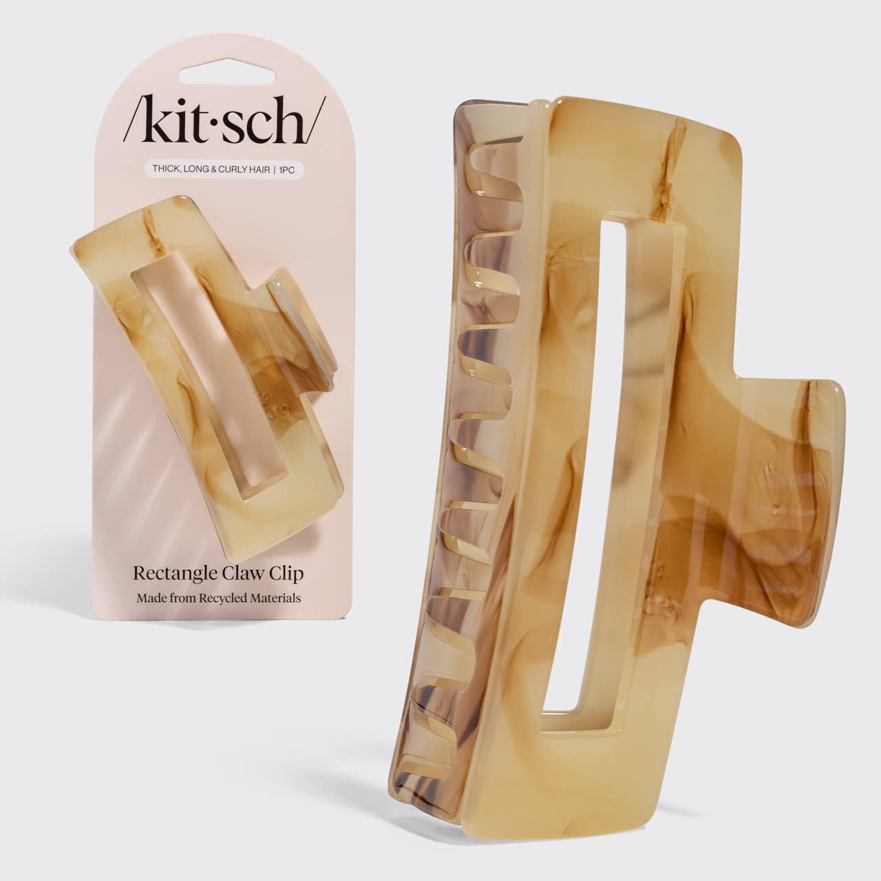 KITSCH - Recycled Plastic Jumbo Open Shape Claw Clip - Chocolate Marble