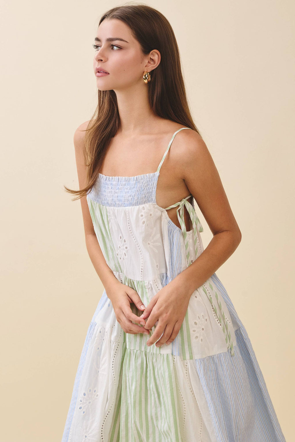 Patchwork Tiered Midi Dress