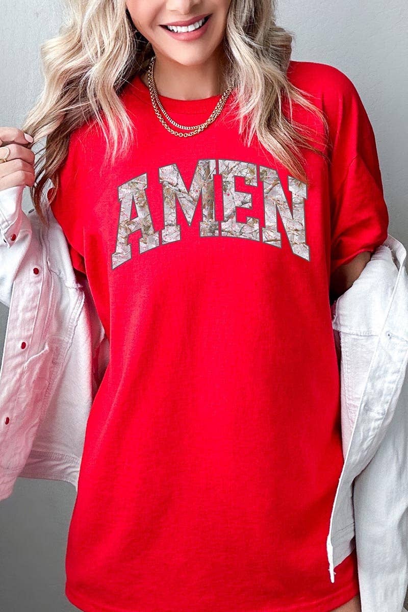 COLORBEAR - Amen Camo Wood Graphic Heavy Cotton Tee
