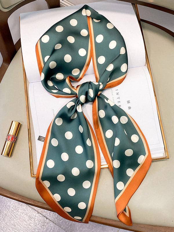 Sheer Trend - Vintage Polka-Dot Striped Printed Scarf