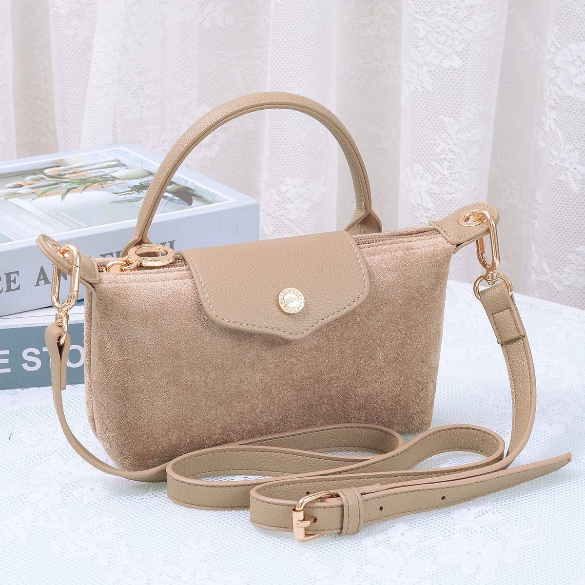 MiMi Wholesale - SD781 Hazel Suede Small Crossbody Bag