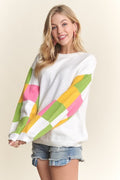 Color Block Sleeve Soft Sweater