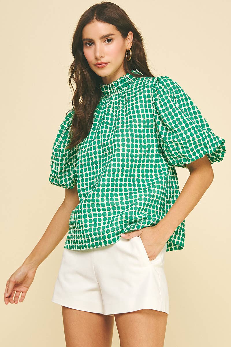 PINCH - POLKA DOT BLOUSE TOP WITH BUTTON DETAIL - 6570TA