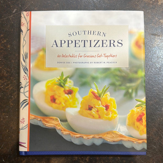 Book with deviled eggs titling "Southern Appetizers".