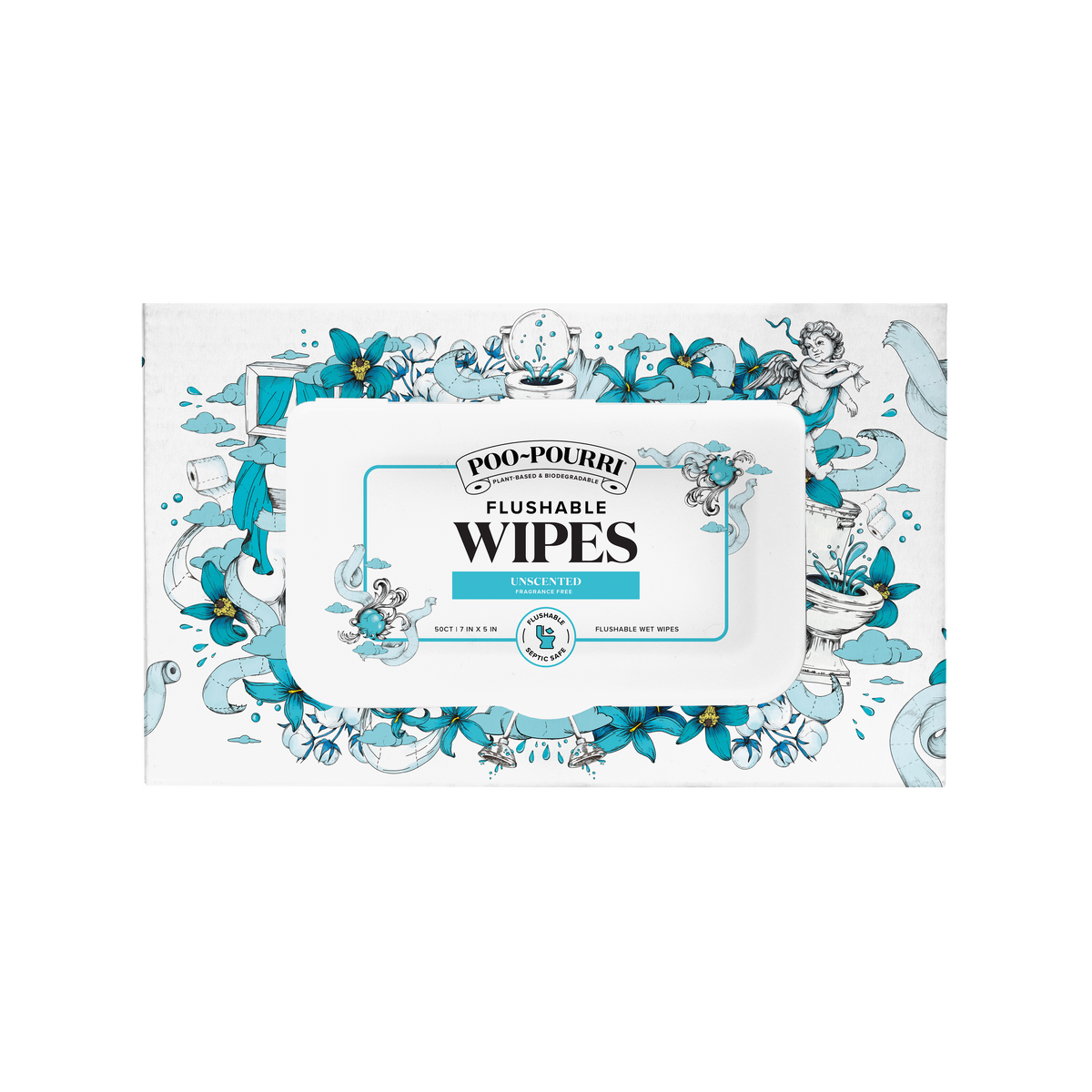 ~Pourri - Unscented Poo~Pourri Flushable Wipes 50ct, Single Packs
