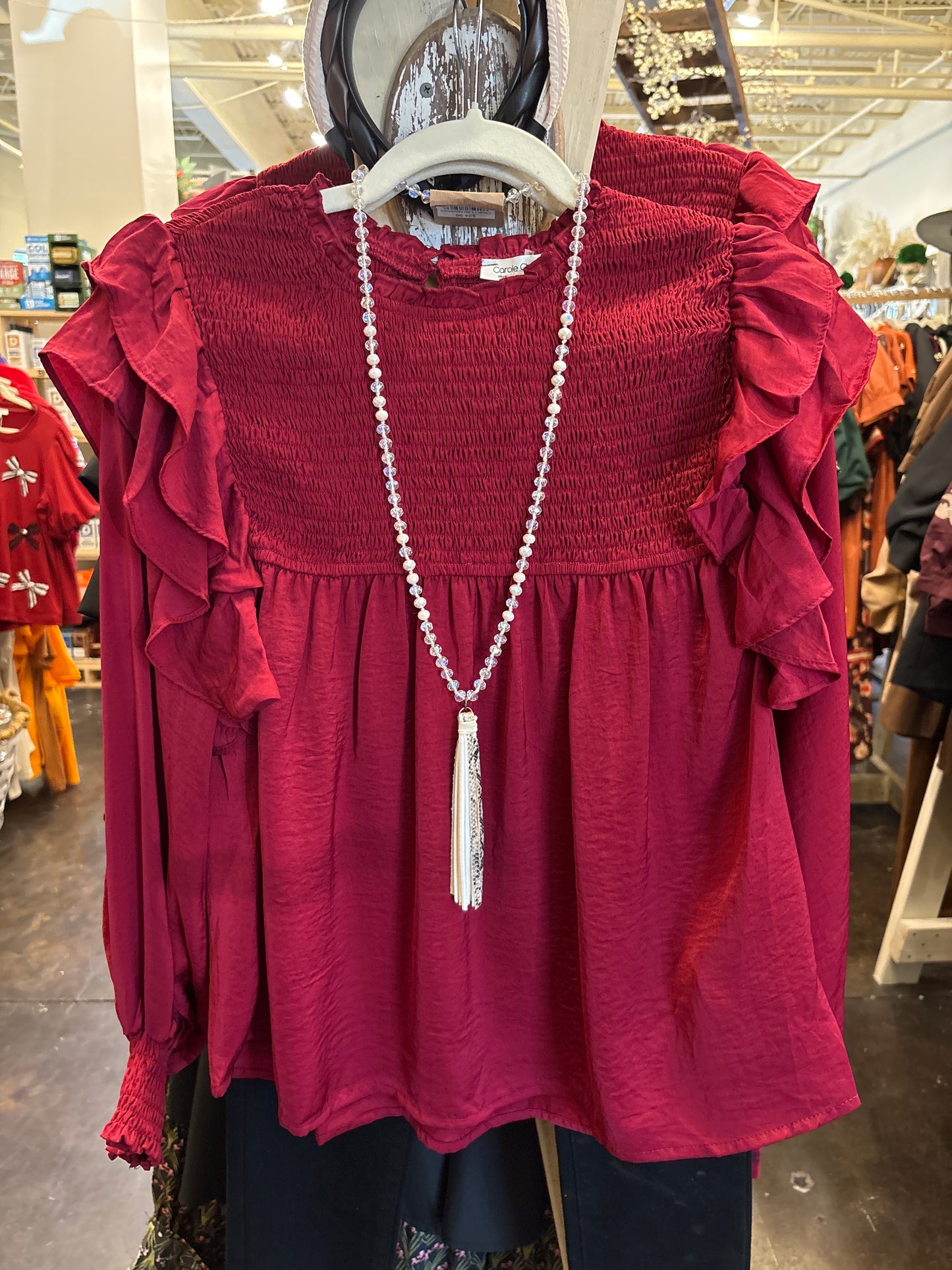 Satin Ruffle Trim Top