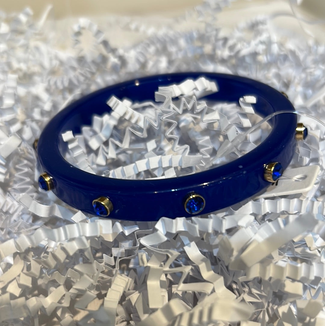 Blue Acrylic Bangle with Stone Accents.