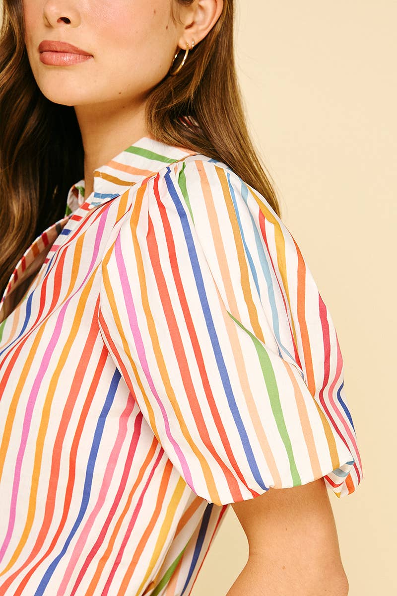PINCH - RAINBOW STRIPE BLOUSE TOP - 5707TF
