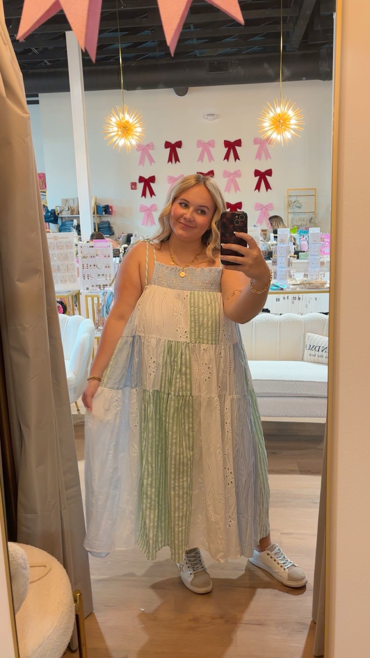 Patchwork Tiered Midi Dress