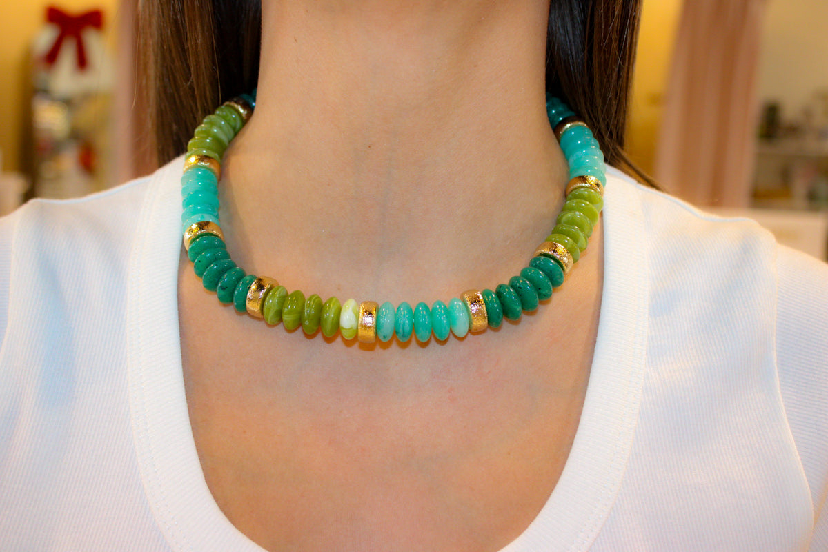 Rondelle & Gold Beaded Necklace