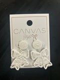 Canvas Willow Rattan Bow Earrings in White