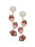 Tish Chocolate Covered Strawberries Enamel Earrings