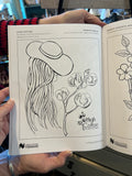 Preview of North Augusta, SC coloring book depicting a girl with long hair and a sun hat.