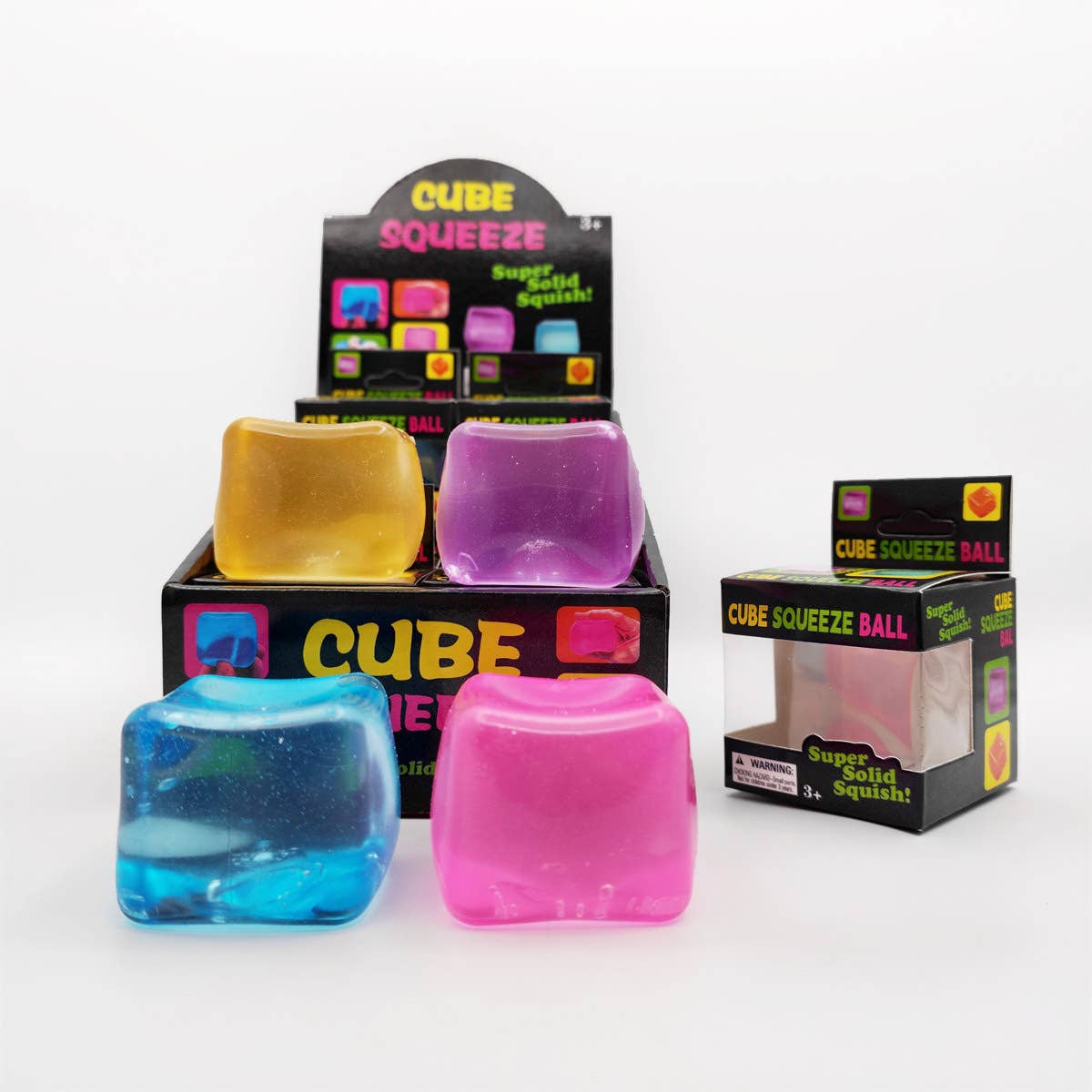 Eagle Crest Industries Inc. - High Clear Solid Cube Squishy Toy -  Fidget Stress Ball