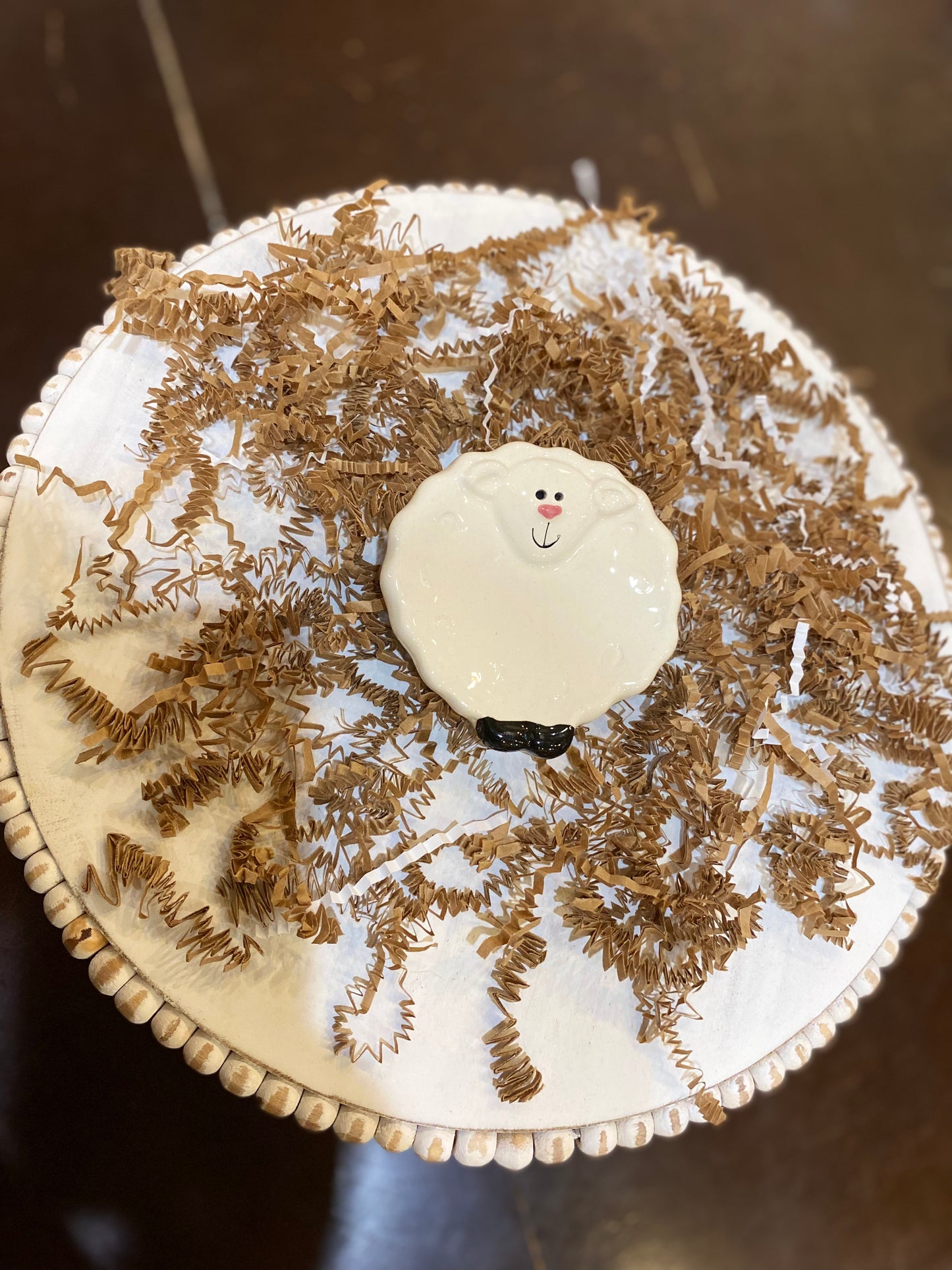 Small handmade sheep ceramic dish.