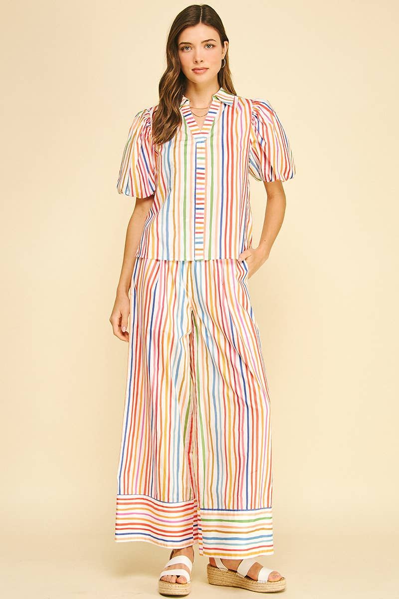 PINCH - RAINBOW STRIPE BLOUSE TOP - 5707TF