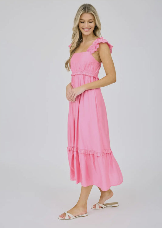 Ruffle Empire Midi Dress