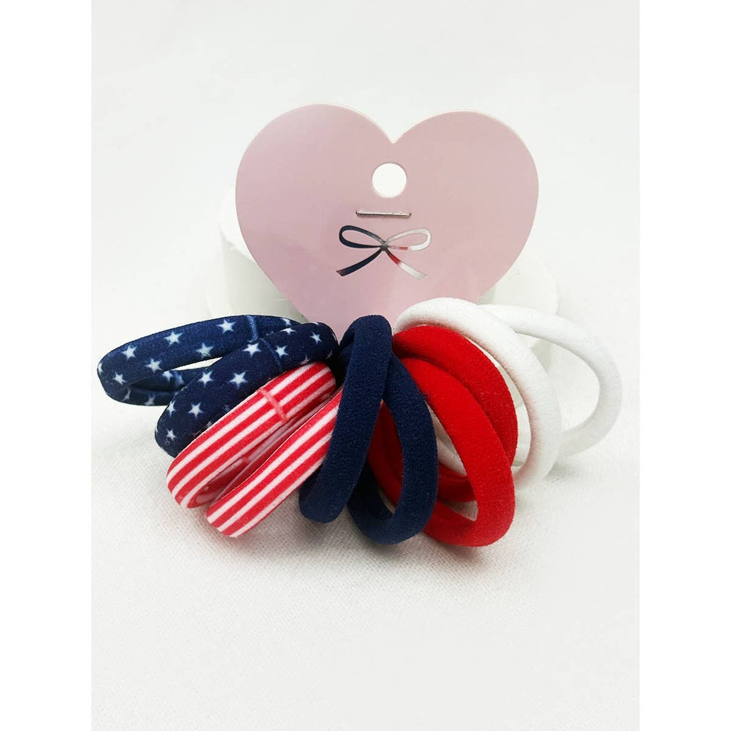 Love and Repeat - USA Theme and Solid Combined Neutral Tone Hair Tie Set
