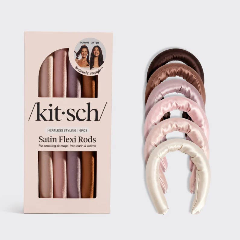 KITSCH - Satin-Wrapped Flexi Rods 6pc Set - Rosewood