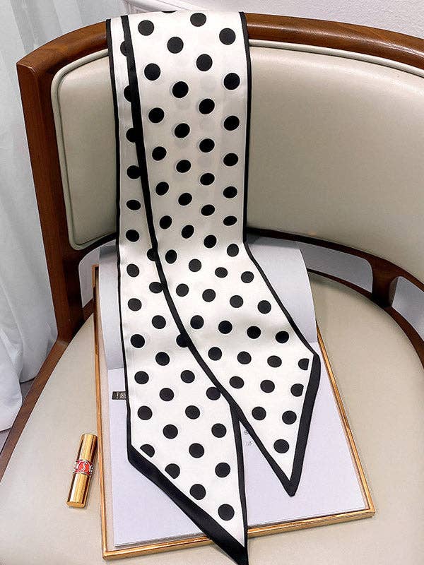 Sheer Trend - Vintage Polka-Dot Striped Printed Scarf