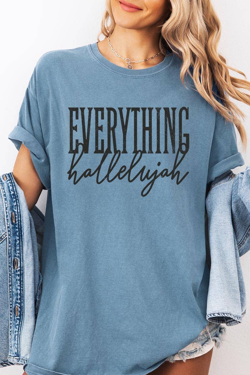 COLORBEAR - Everything Hallelujah Graphic Garment Dyed Tee