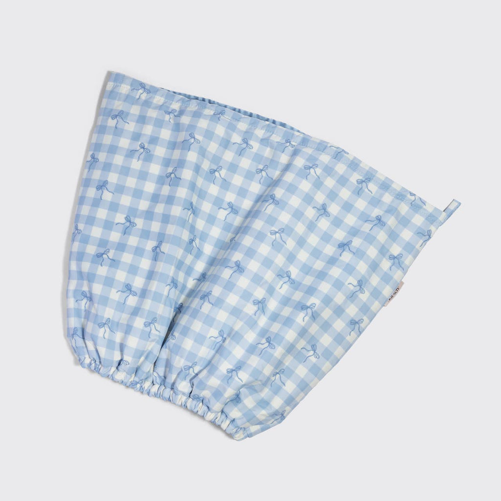 KITSCH - Satin Lined Flexi Shower Cap - Gingham Blue