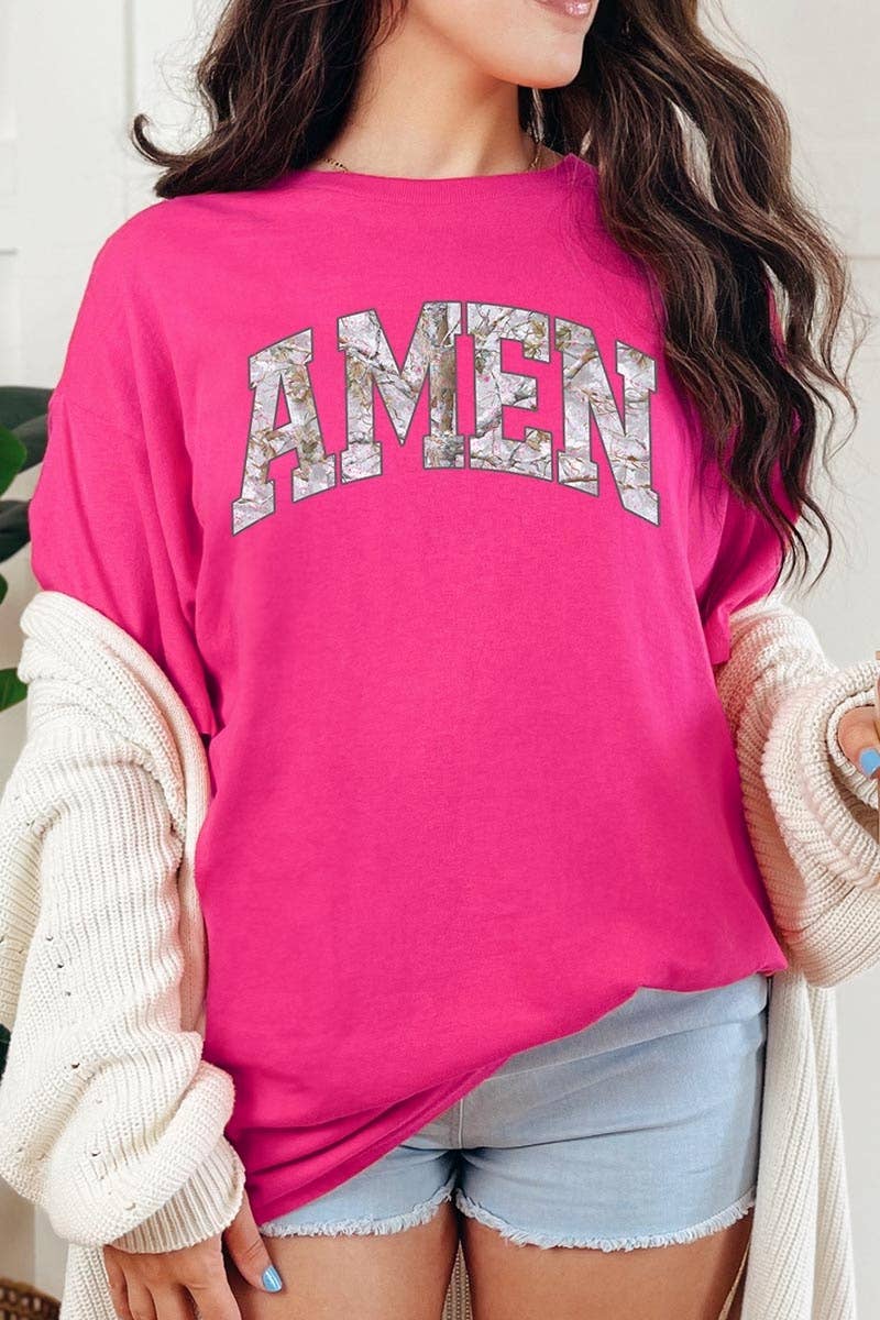COLORBEAR - Amen Camo Wood Graphic Heavy Cotton Tee