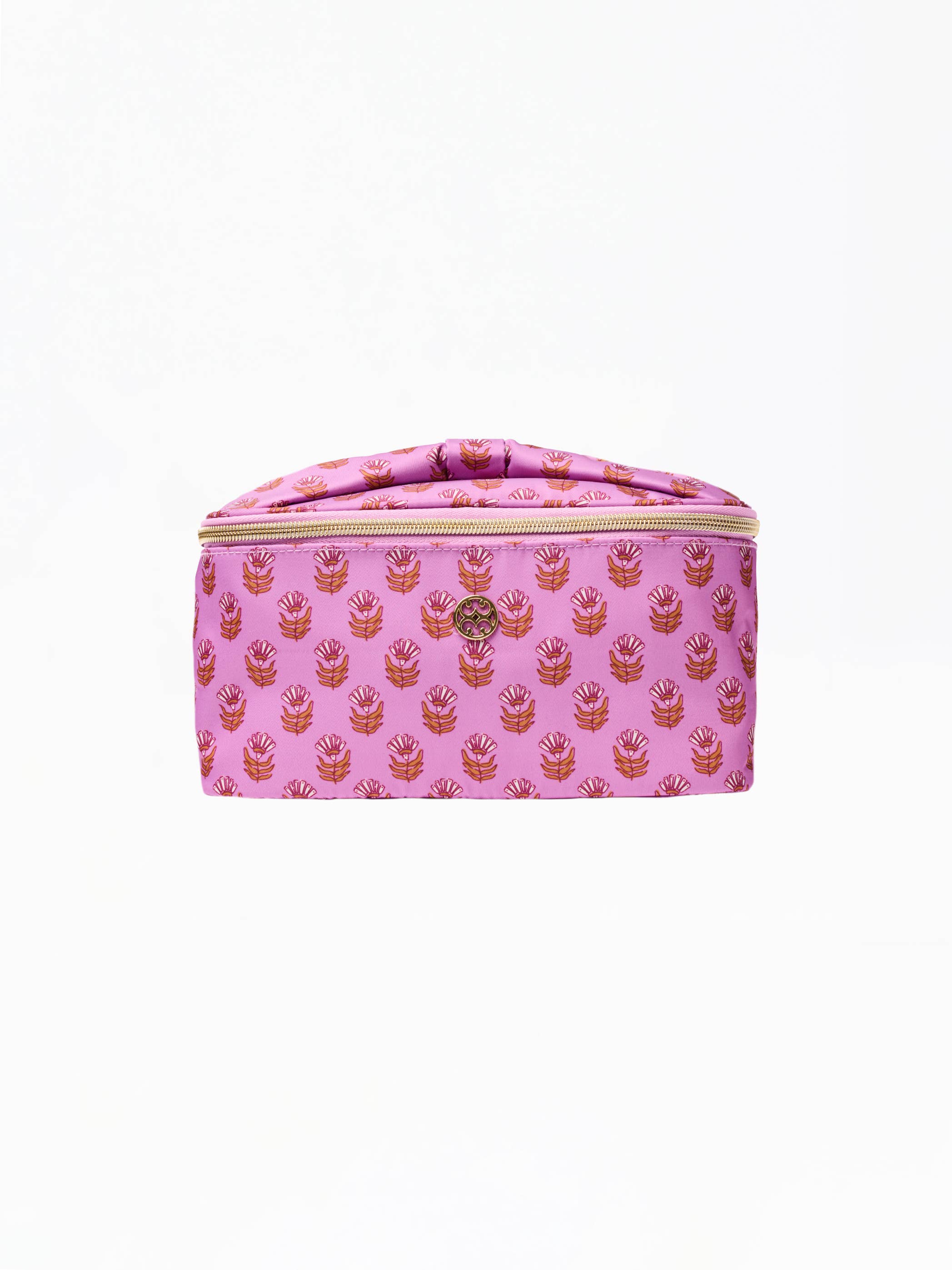Mary Square - Kiss and Makeup Bag | Pink Floral Block
