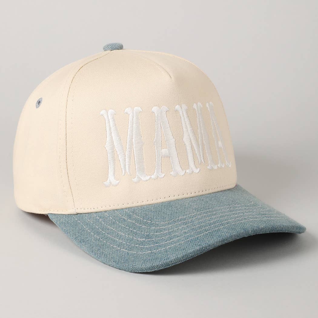 Fashion City - MAMA Typographic Design Embroidery Baseball Cap