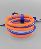 Orange & blue gameday tube jelly bangle bracelet set.