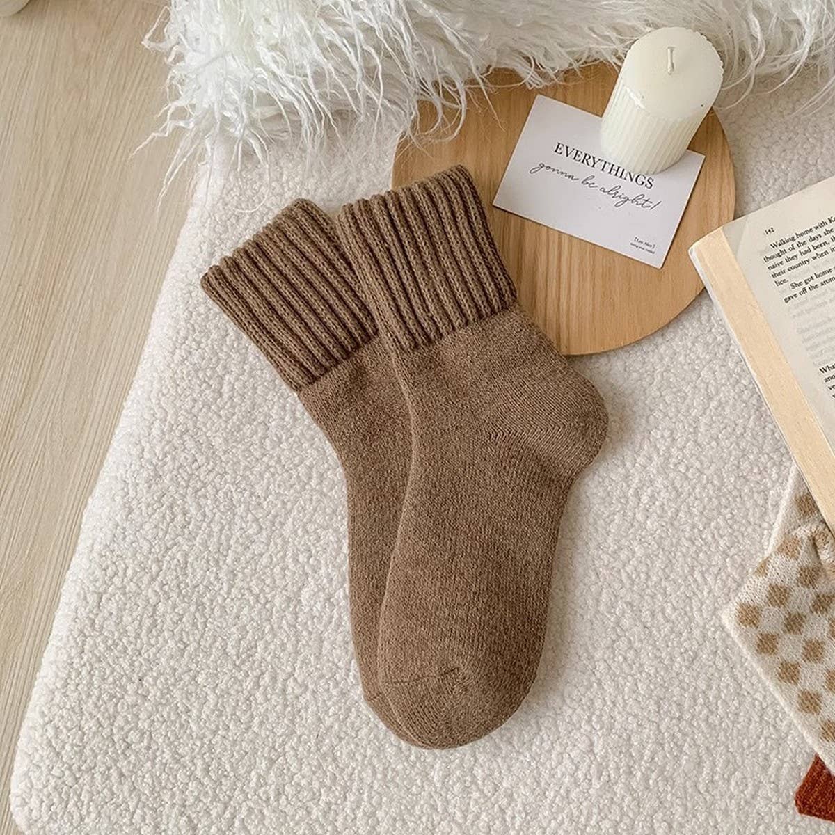 Thick Crew Socks Women Winter Warm Cozy