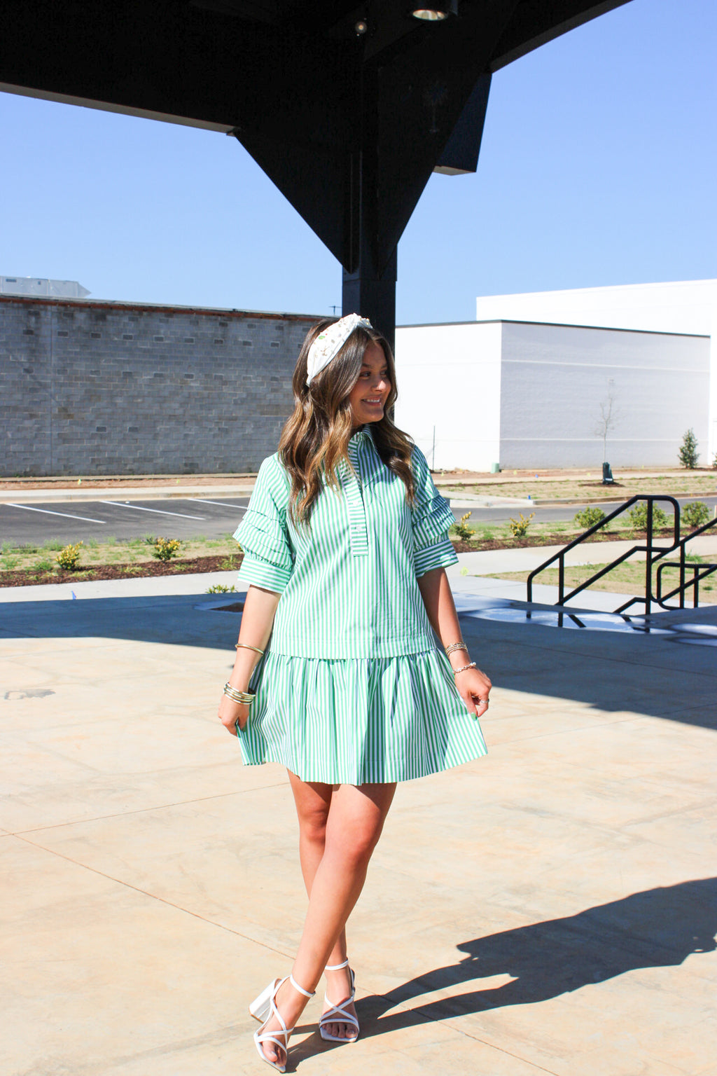 STRIPE BUTTON DOWN MINI DRESS