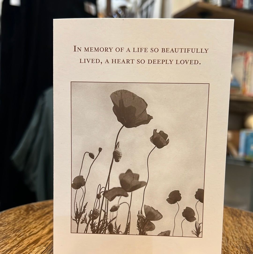 "In memory of a life so beautifully lived, a heart so deeply loved." Shannon Martin cards.