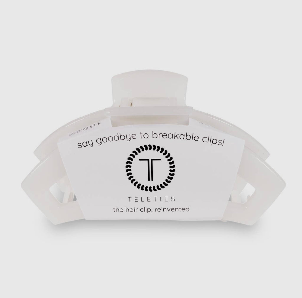 Coconut white teletie open claw clip.