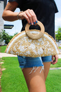 Floral Half Moon Clutch