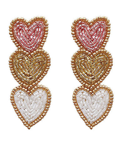 Beaded Heart Earrings