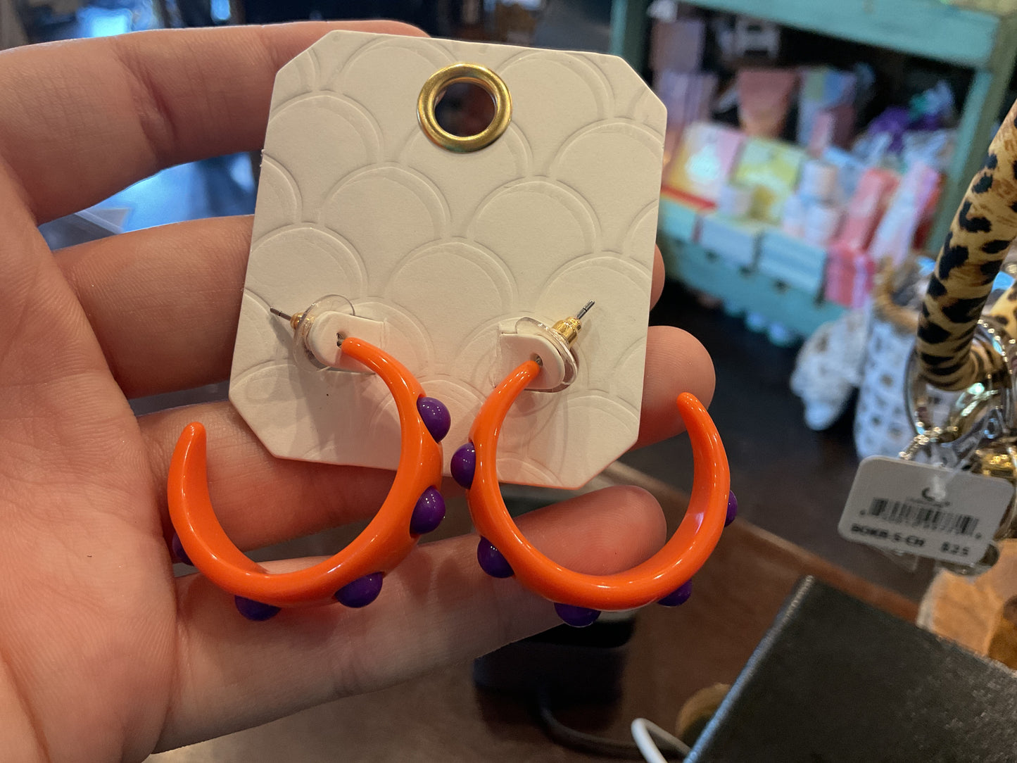 Gameday Dotted Ball Acetate Hoop Earrings